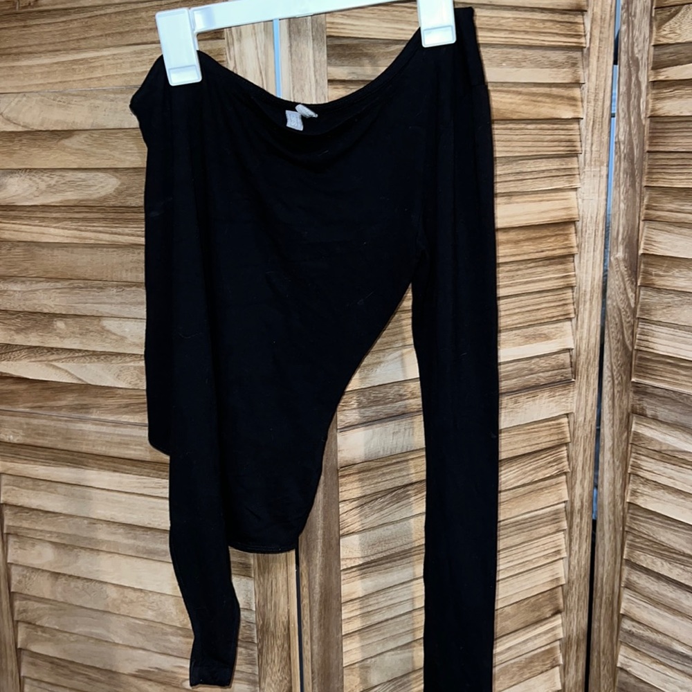 Plain black off the shoulder body suit